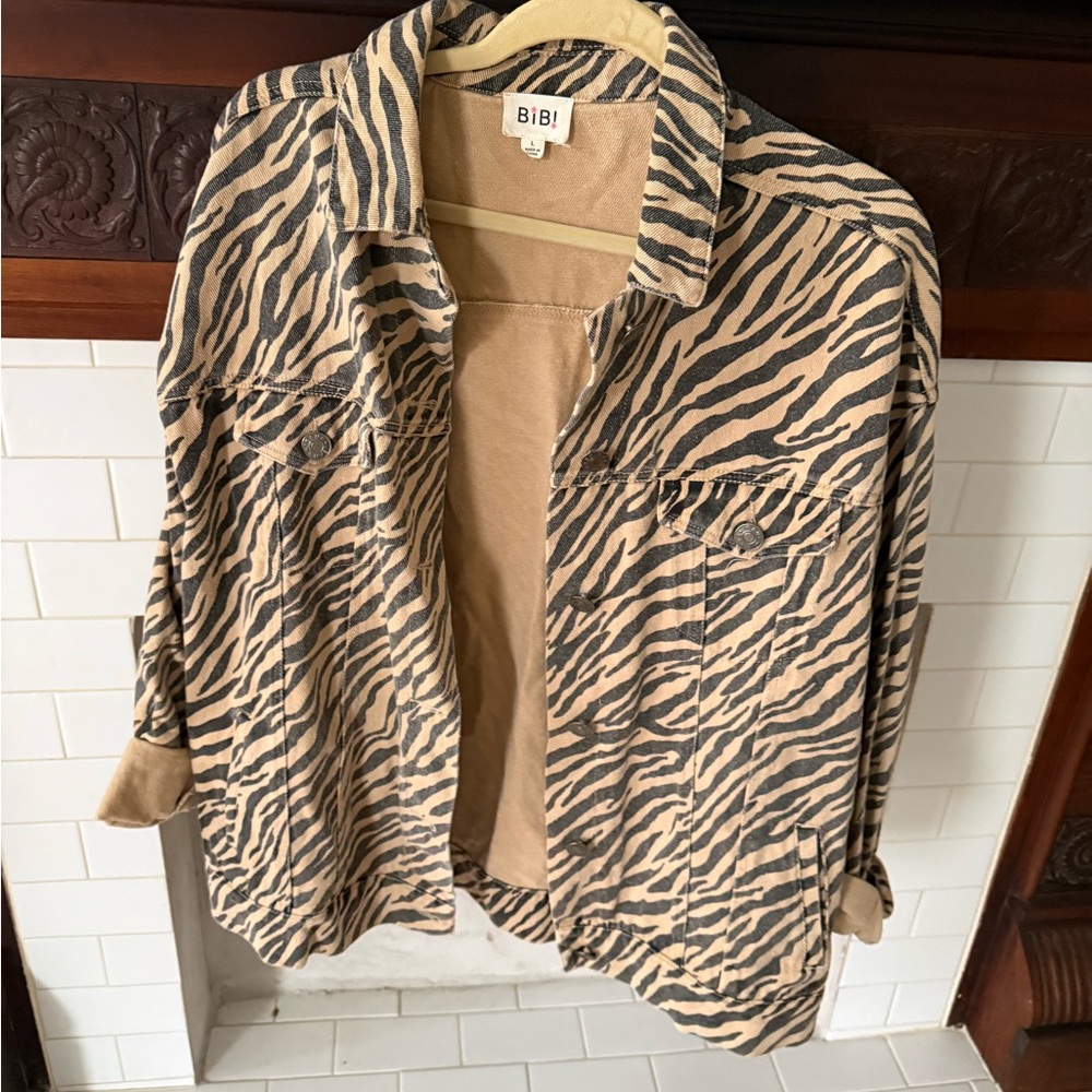 BiBi Black and Tan Animal Print Jacket